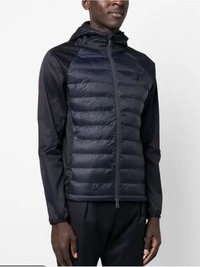 Polo by Ralph Lauren Navy & Black Hooded Quilted Hybrid Puffer Jacket XL No Wear